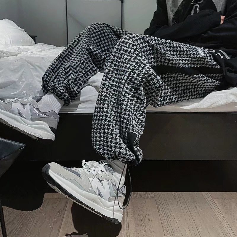 Quần Dài Nam Ca Rô Ca Rô Ống Đứng Thời Trang Hàn