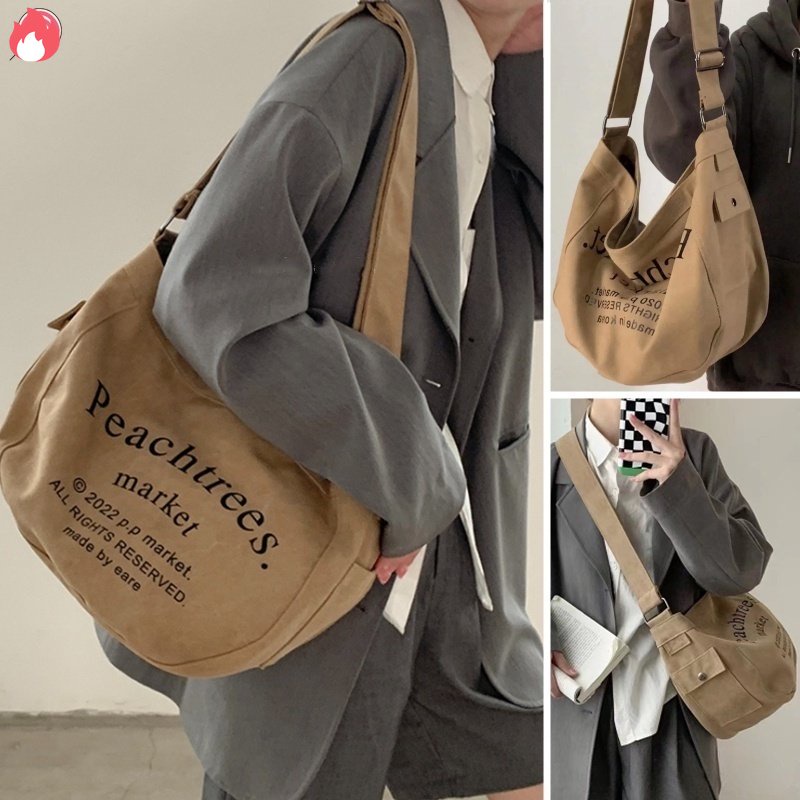 Túi Xách Canvas Sức Chứa Lớn Dễ Phối Đồ Phong Cách retro Cho Nữ