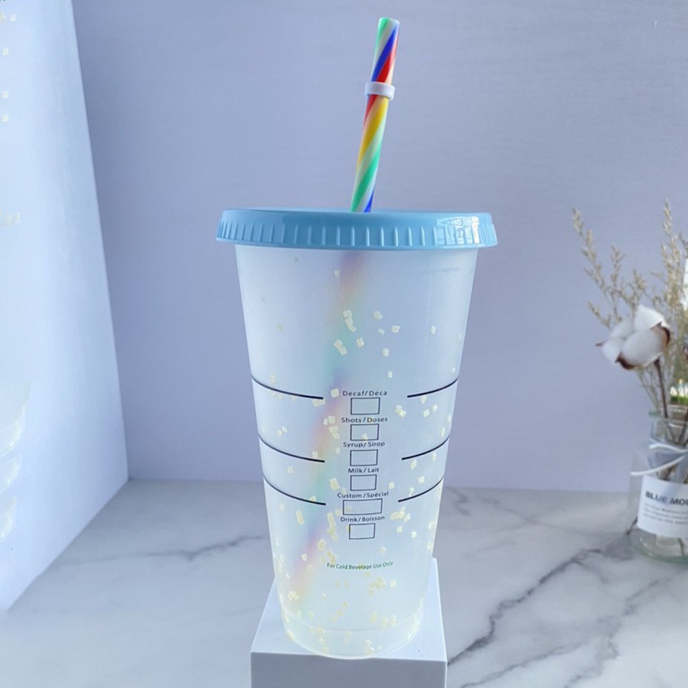 Bình Nước Nhựa Trong Suốt 700ml Kèm Ống Hút