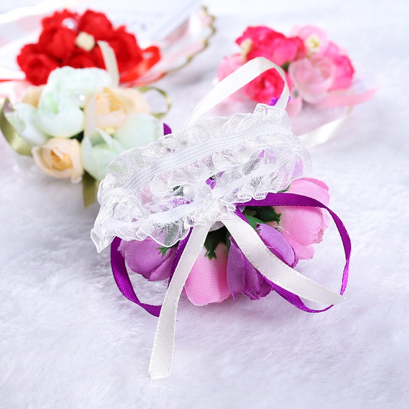 Vòng Hoa Đeo Tay Bằng Lụa Satin Cho Phù Dâu Đám Cưới