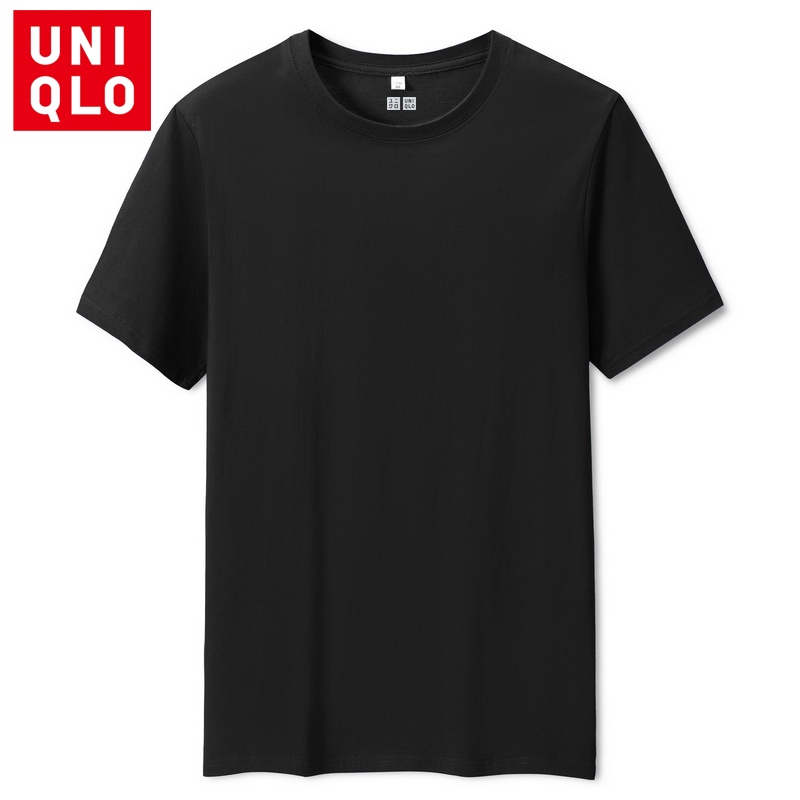 Uniqlo Áo Thun 100% cotton Tay Ngắn Cổ Tròn Màu Trơn Thoáng Khí 8 Màu Tùy Chọn
