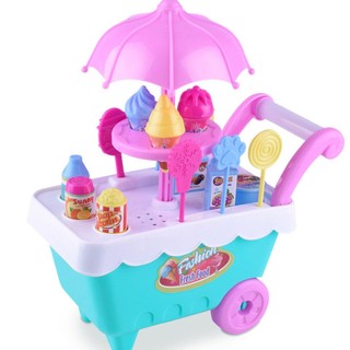 Kids Pretend Play Toy Simulation Ice-Cream Trolley Toy Set For Children