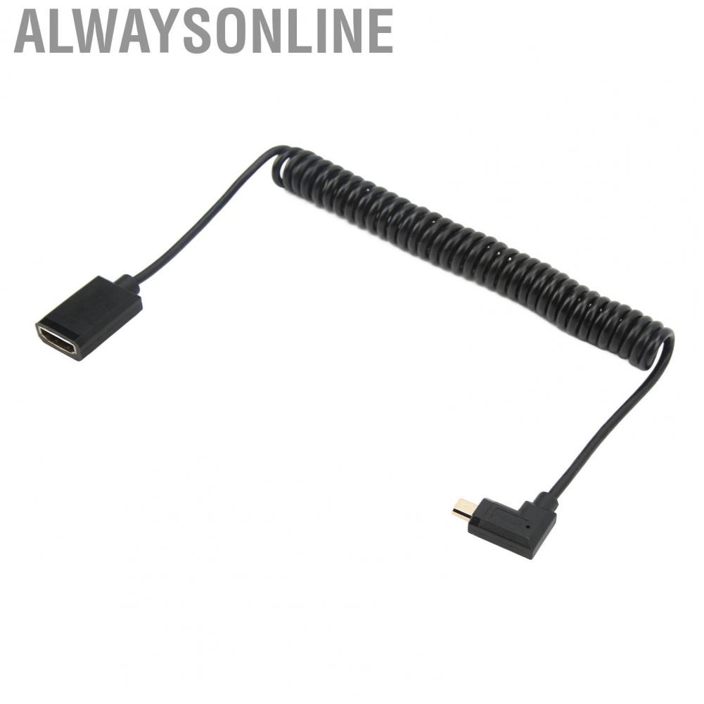Alwaysonline HD Output Coiled Cable  4K 2K 1.8m Elbow Design 1080P Signal Transmission Micro To Female for Computer