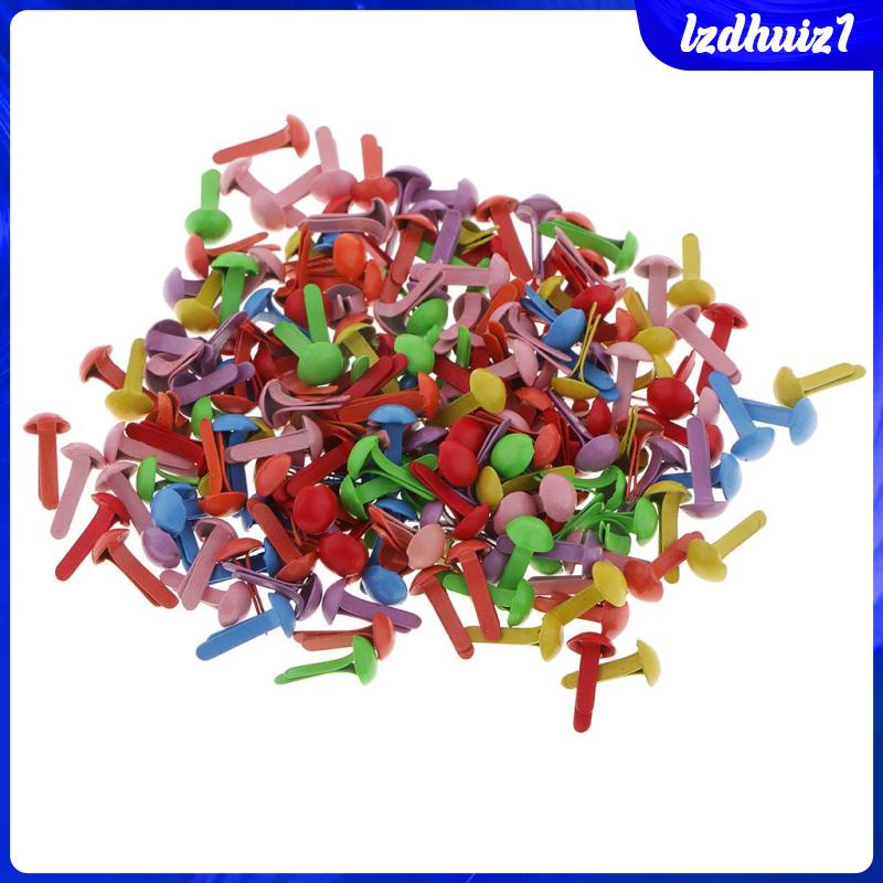 Set 200 Đinh Tán Đầu Tròn Bằng Kim Loại Nhiều Màu Sắc Dùng Trang Trí Sổ Tay DIY