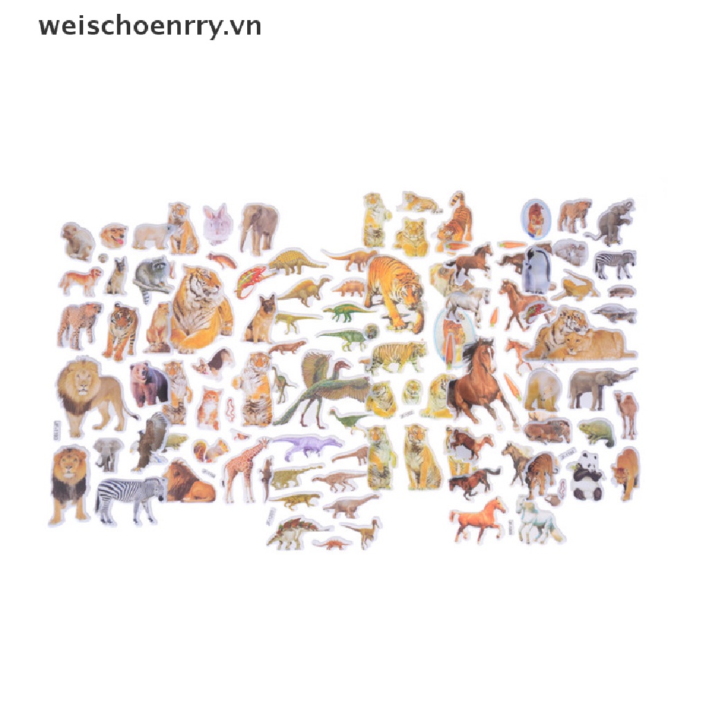 Bộ 6 Tấm Hình Dán Hình Động Vật Hoang Dã Dùng Làm Quà Tặng Cho Bé