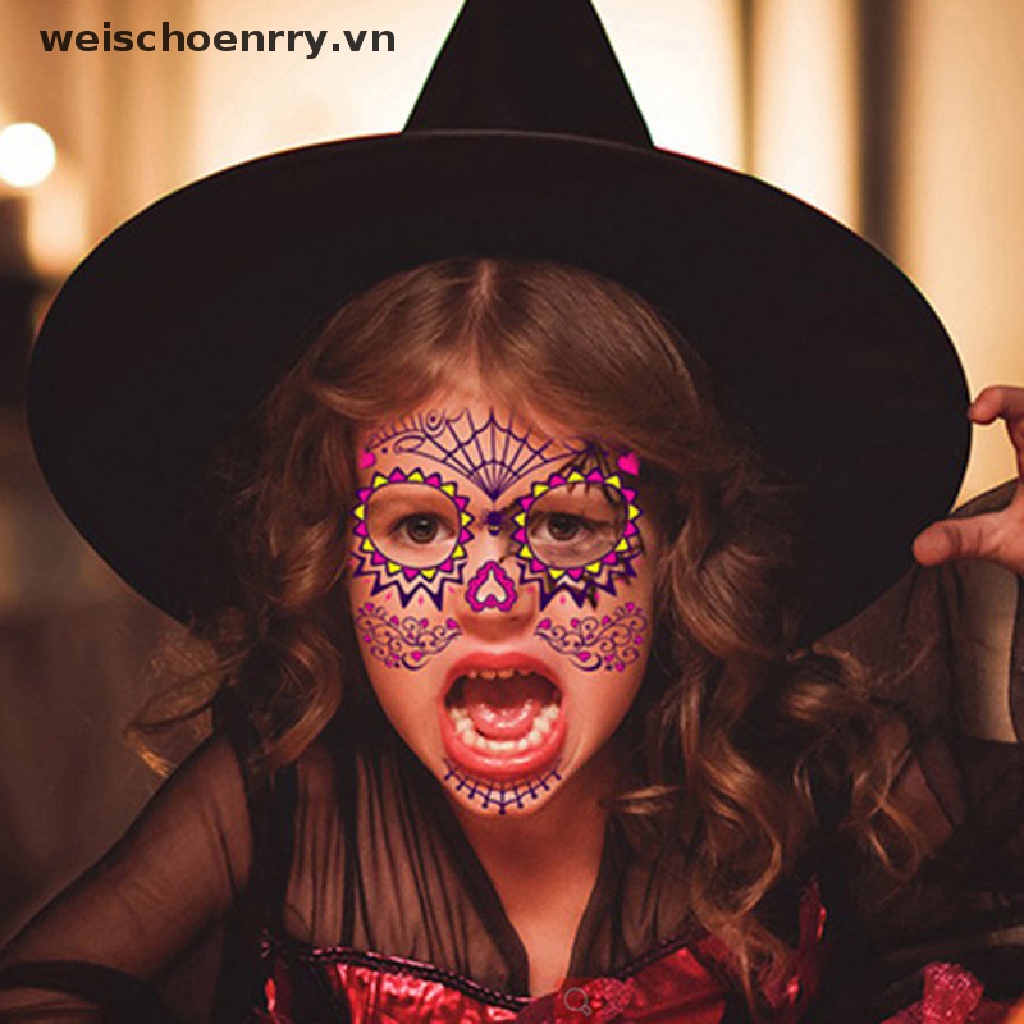 Miếng Dán Trang Trí Mặt Chống Nước Hình Đầu Lâu Phong Cách Halloween