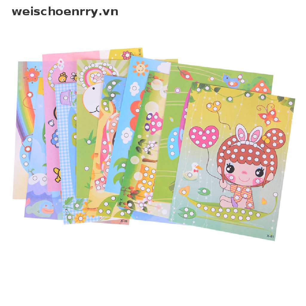 Set 2 Đồ Chơi Xếp Hình Bằng Giấy Đính Kim Cương Pha Lê Handmade DIY Dành Cho Trẻ Em