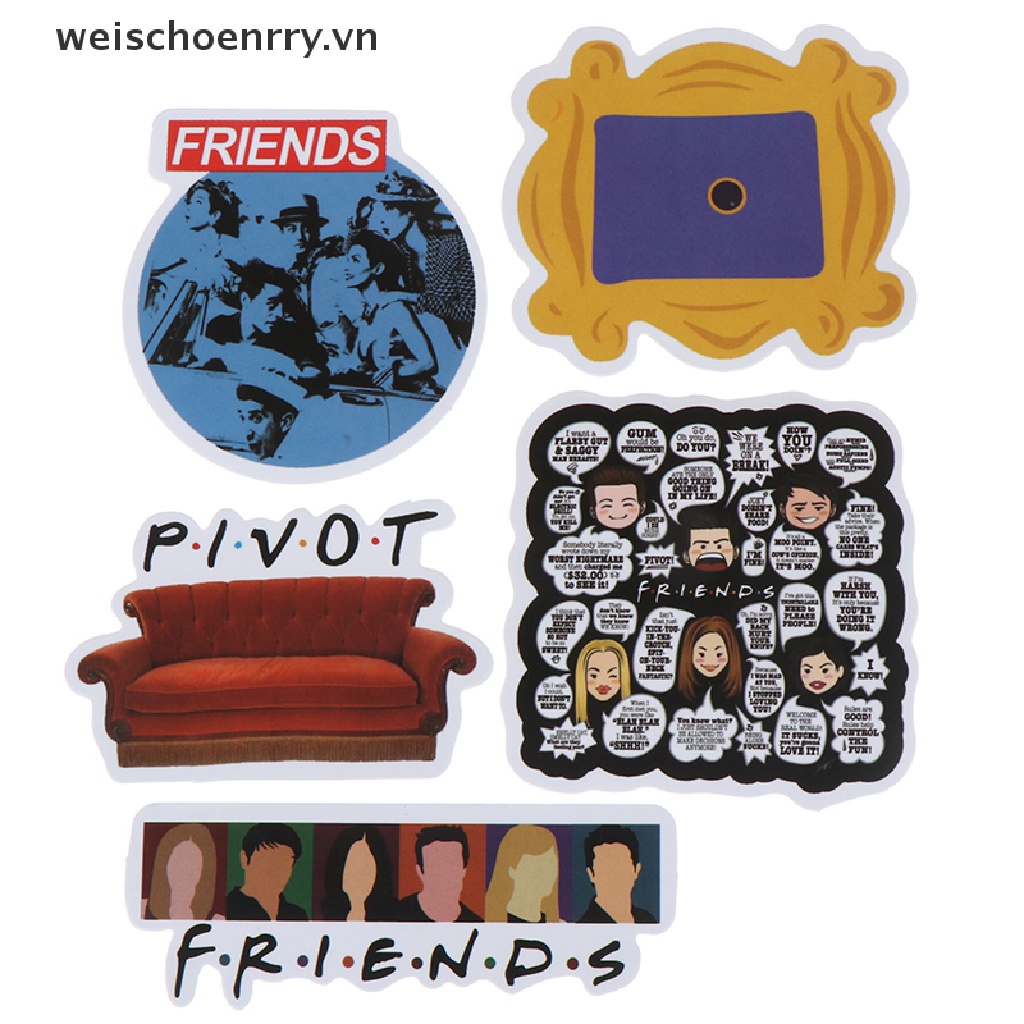Bộ 50 Đề Can Dán Trang Trí Sổ Tay / Hành Lý / laptop In Chữ Friends ers DIY