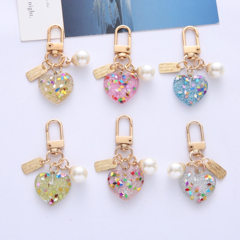 Móc Khóa Hình Trái Tim Bằng Nhựa Resin Màu Sắc Tươi Sáng