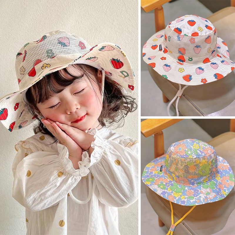 Nón Tai Bèo Phối Lưới Họa Tiết Hoa Dễ Thương Cho Bé Gái