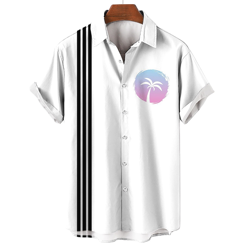 Áo Sơ Mi Tay Ngắn Kẻ Sọc Thoáng Khí Thời Trang 2023 Phong Cách Hawaii Cho Nam
