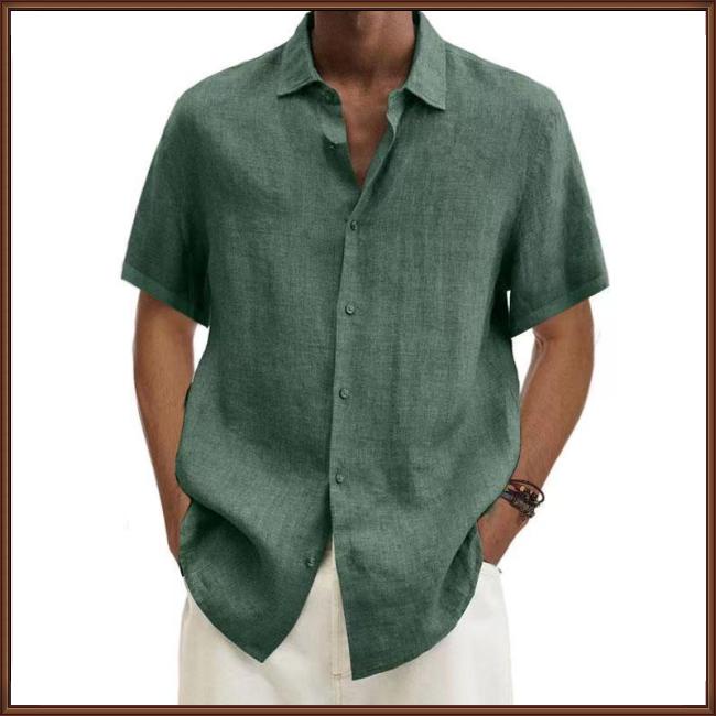 Áo Thun Cotton Lanh Tay Ngắn Cổ Chữ V Màu Sắc Đơn Giản Thời Trang Mùa Hè Cho Nam Giới