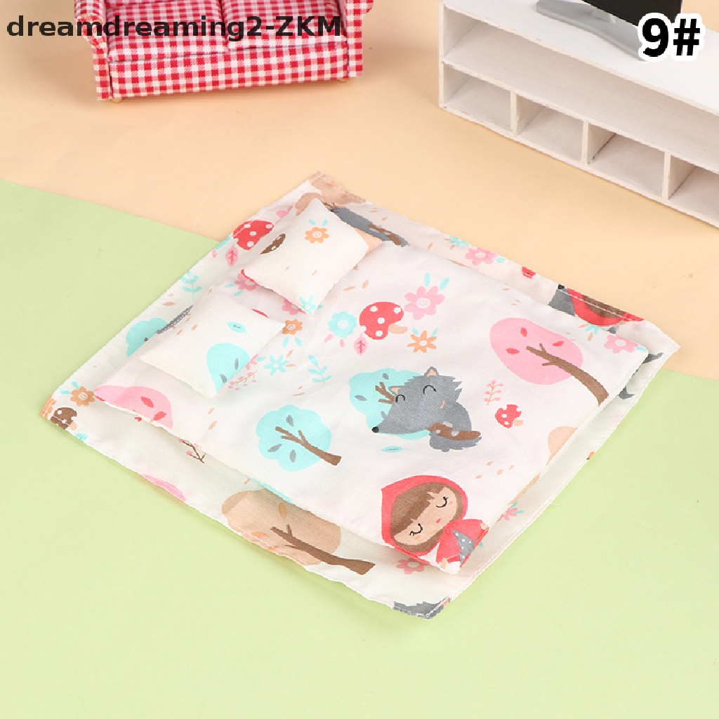 Bộ Chăn Ga Gối Đệm Bốn Mảnh Bằng Vải Nhung Trang Trí Nhà Búp Bê 1Set 1: 12