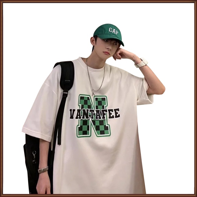 Áo Thun Ngắn Tay Cổ Tròn Dáng Rộng In Chữ Thời Trang Mùa Hè Dành Cho Nam