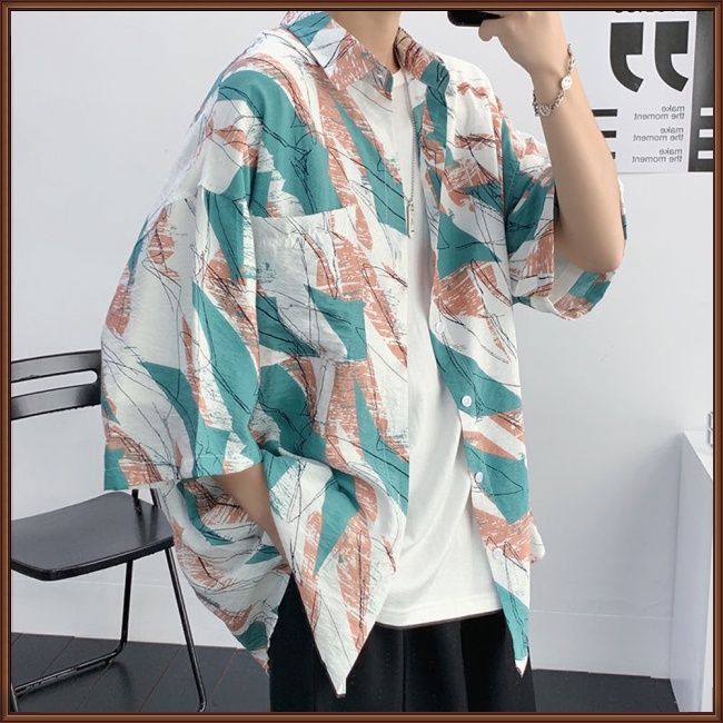 Áo Sơ Mi Tay Ngắn Dáng Rộng In Họa Tiết Phong Cách Hawaii Trẻ Trung Cho Nam Nữ