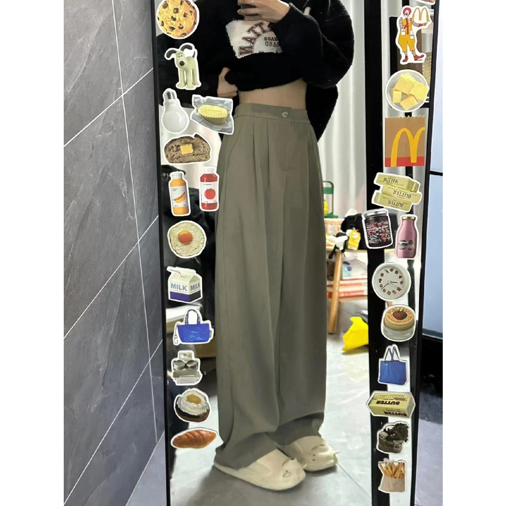 SUXI Quần ống rộng Màu Sắc Đơn Giản Dễ Phối Đồ Cho Nữ