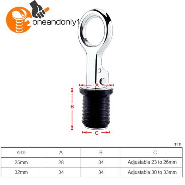 Nút Chặn Cống Thoát Nước Bằng Thép Không Gỉ 304 25mm / 32mm Dành Cho Thuyền