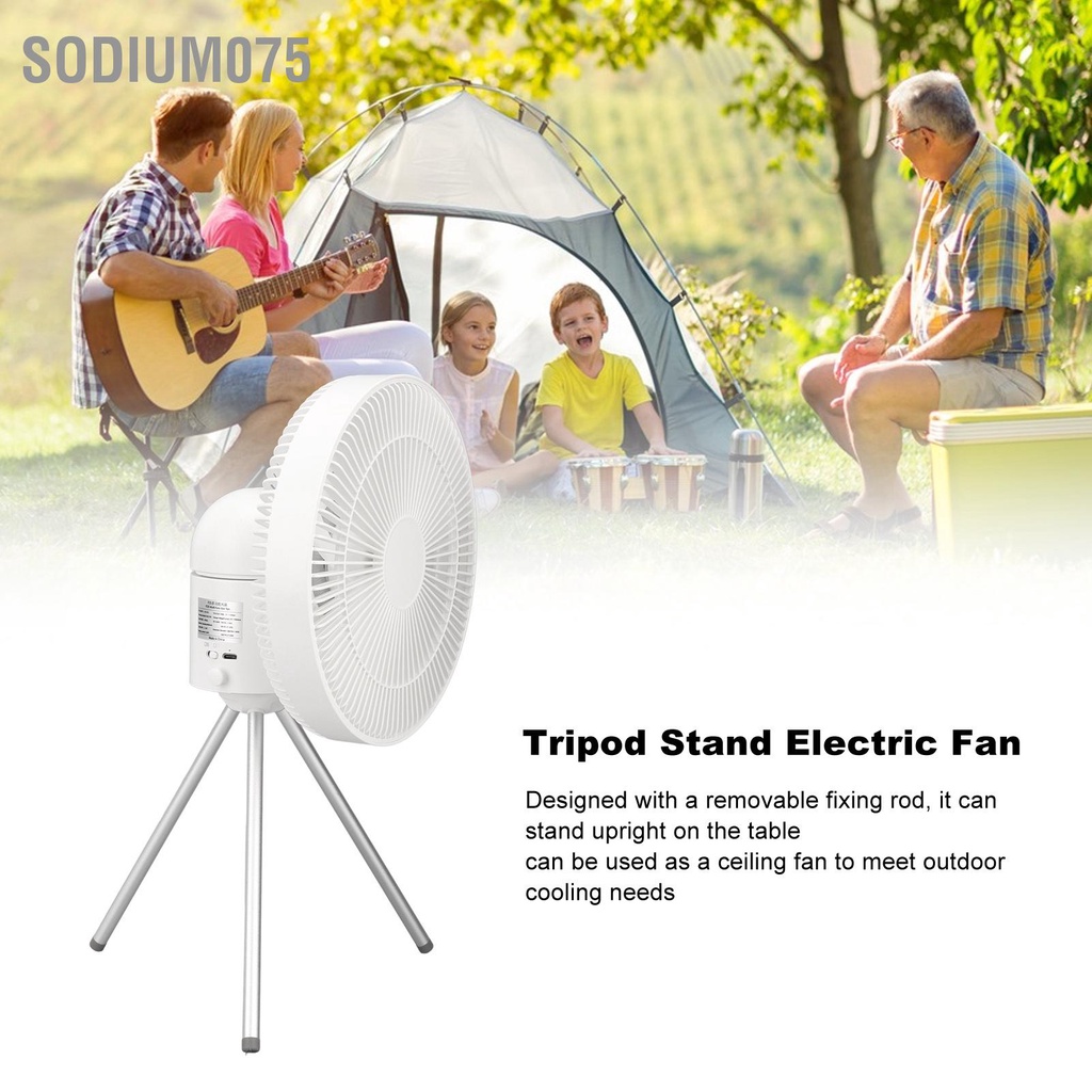 Sodium075 Quạt Điện Đa Năng Chân Đế Tripod Bàn Sạc USB Cắm Trại Trần 3 Bánh Răng Có Thể Điều Chỉnh