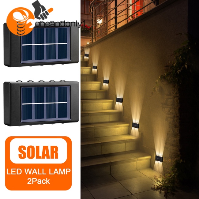 Bộ 2 Đèn Led Ip65 Chống Thấm Nước Sử Dụng Năng Lượng Mặt Trời Gắn Cầu Thang Sân Vườn