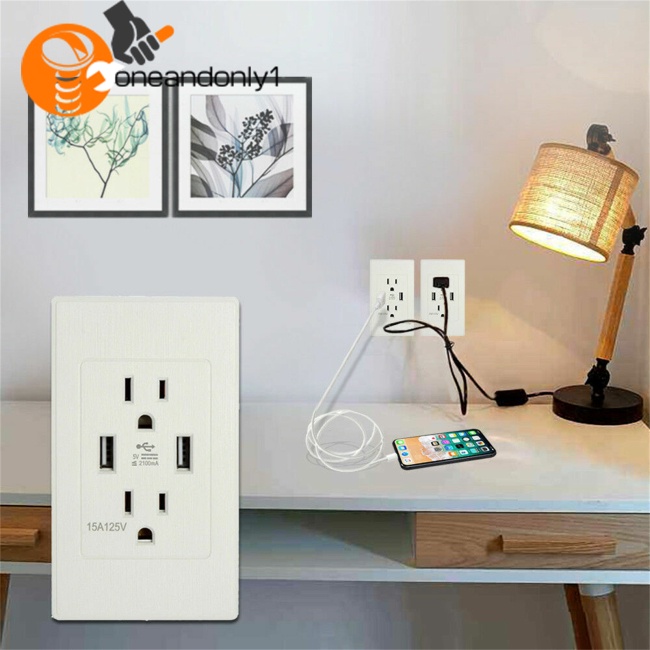 Ổ Cắm Điện Hai Cổng Usb 15a Tốc Độ Cao