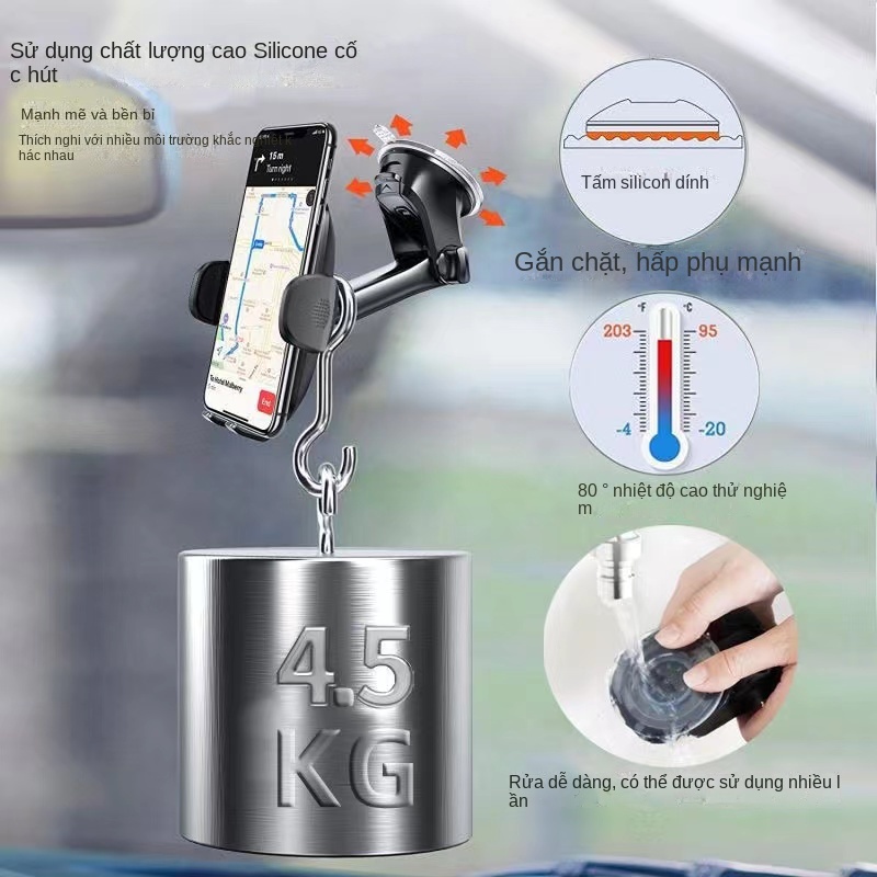 Giá đỡ điện thoại gắn trên xe hơi xoay được 360 độ đa năng cho bảng điều khiển gương chiếu hậu tấm che nắng
