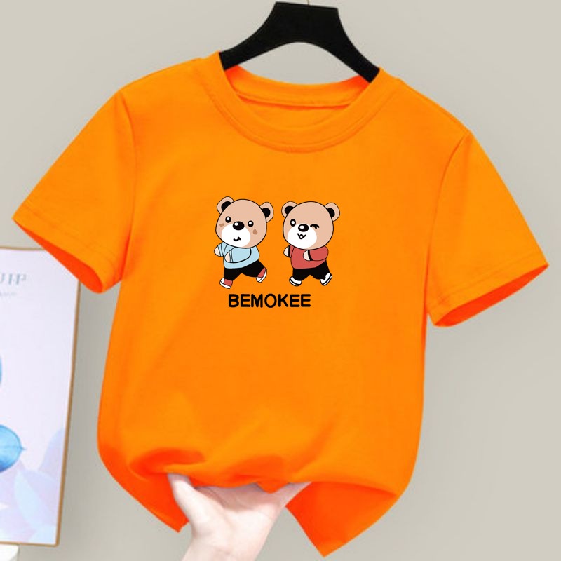 Áo Thun Cotton Lụa In Họa Tiết Hoạt Hình Unisex Cho Bé Gái