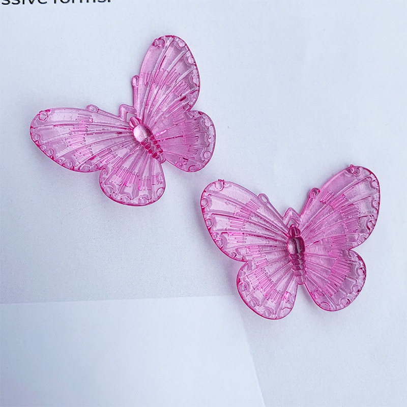 Set 10 Hạt Nhựa Trong Suốt Hình Bướm 31 * 41mm Trang Trí Ốp Điện Thoại