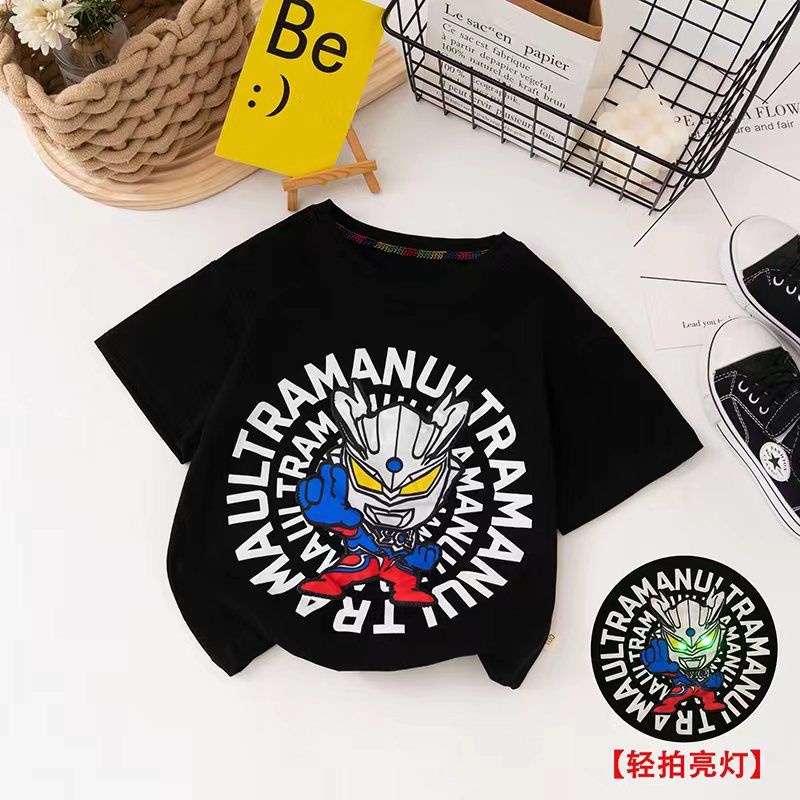 Áo Thun Ngắn Tay In Hình Hoạt Hình Phát Sáng Thời Trang Mùa Hè Hàn Quốc Dành Cho Bé Trai