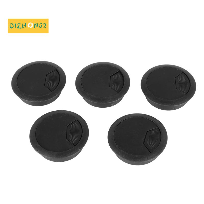 5 Đầu Bọc Lỗ Dây Cáp Máy Tính Đường Kính 70mm Bằng Nhựa Tròn Màu Đen