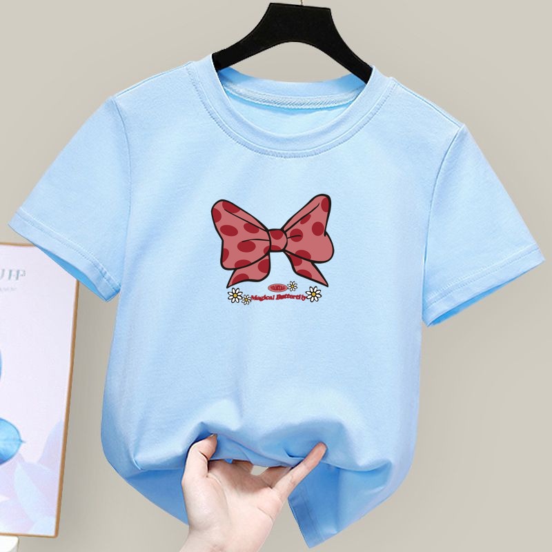 Áo Thun Lụa Tay Ngắn Unisex Cho Bé Gái