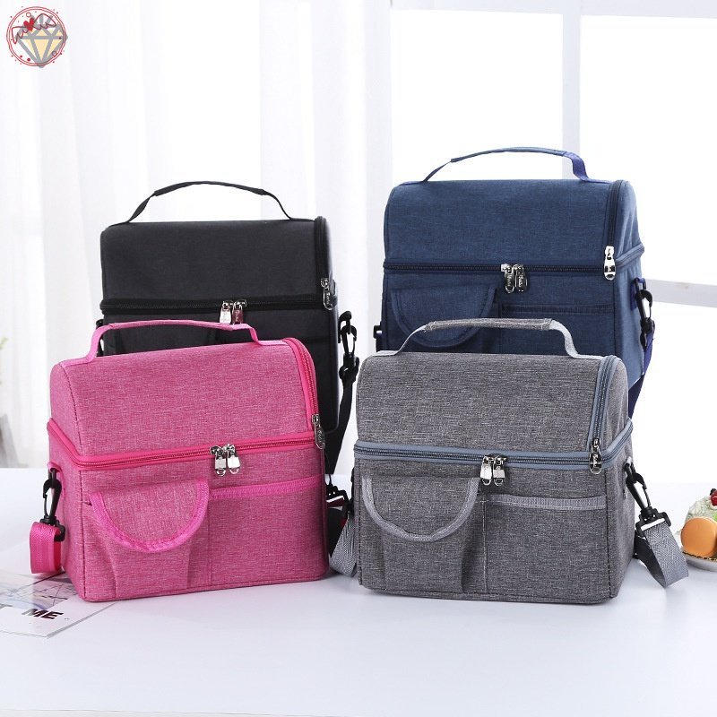 Túi Đựng Hộp Cơm Trưa Hai Tầng Sức Chứa Lớn Chống Thấm Nước Giữ Nhiệt Nhiều Túi Tiện Dụng