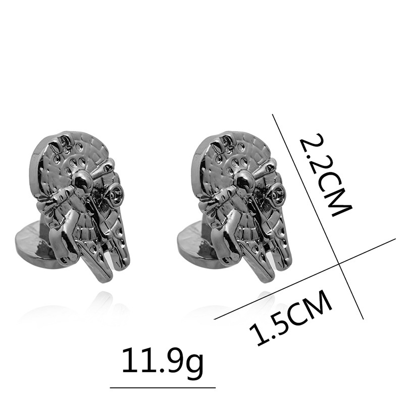 Khuy Măng Sét Kim Loại Màu Vàng / Bạc / Đen Hình Tàu Không Gian Thời Trang Cho Cặp Đôi