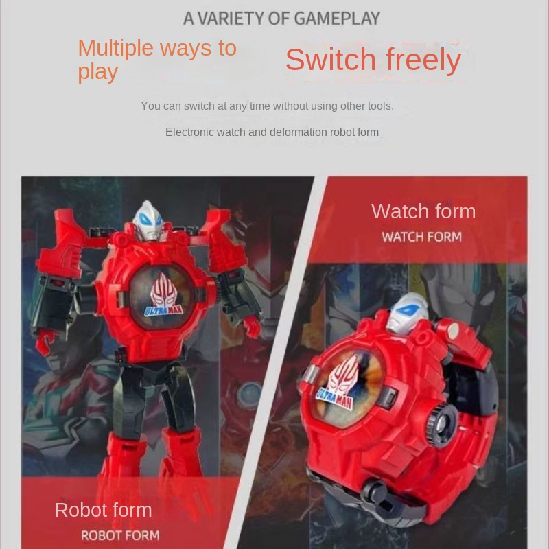 Đồng Hồ Điện Tử Chiếu Robot Biến Hình Hoạt Hình Cho Bé