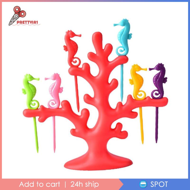 [Prettyia1] Nĩa Ăn Trái Cây Đa Năng Hình Cá Ngựa Sáng Tạo Tiện Lợi Cho Khách Sạn Nhà Cửa