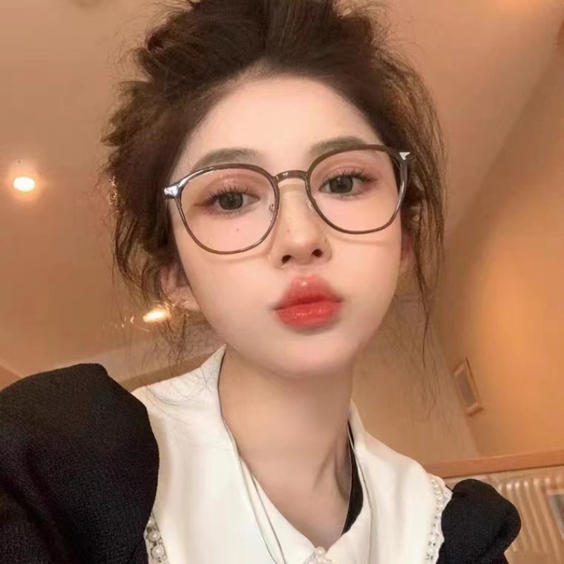 Mắt Kính Gọng Tròn Màu Nâu Siêu Nhẹ Thời Trang Hàn Quốc Cho Nữ