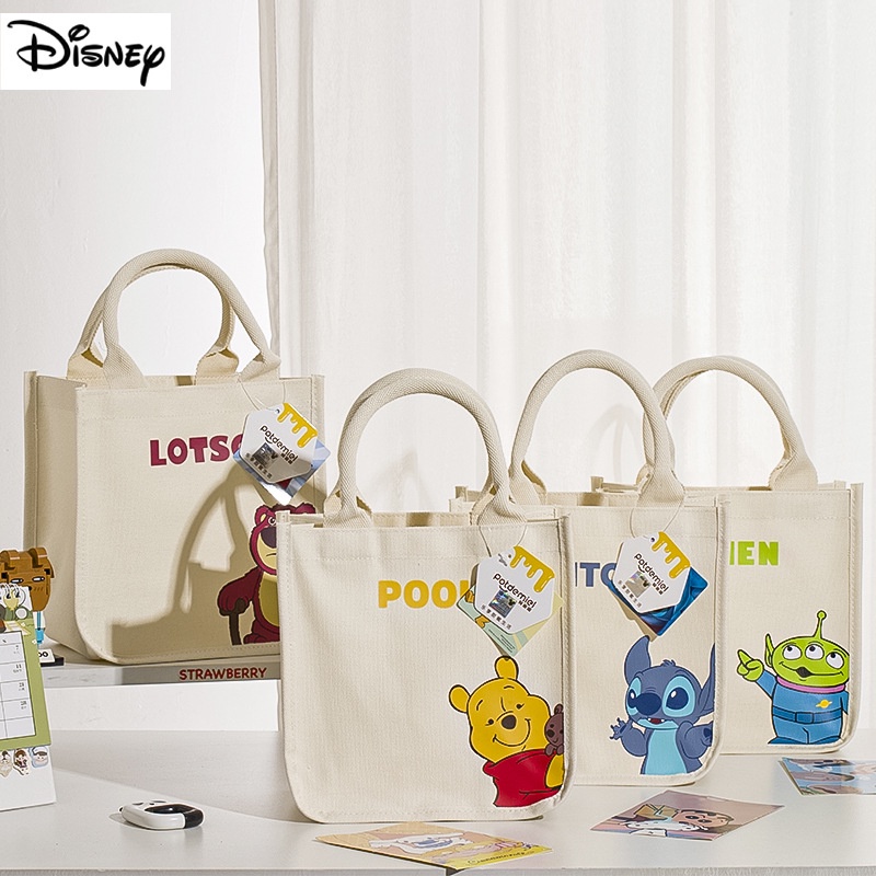 Túi tote vải hình vuông đa năng Disney Strawberry/Winnie the Pooh - Disney Authentic