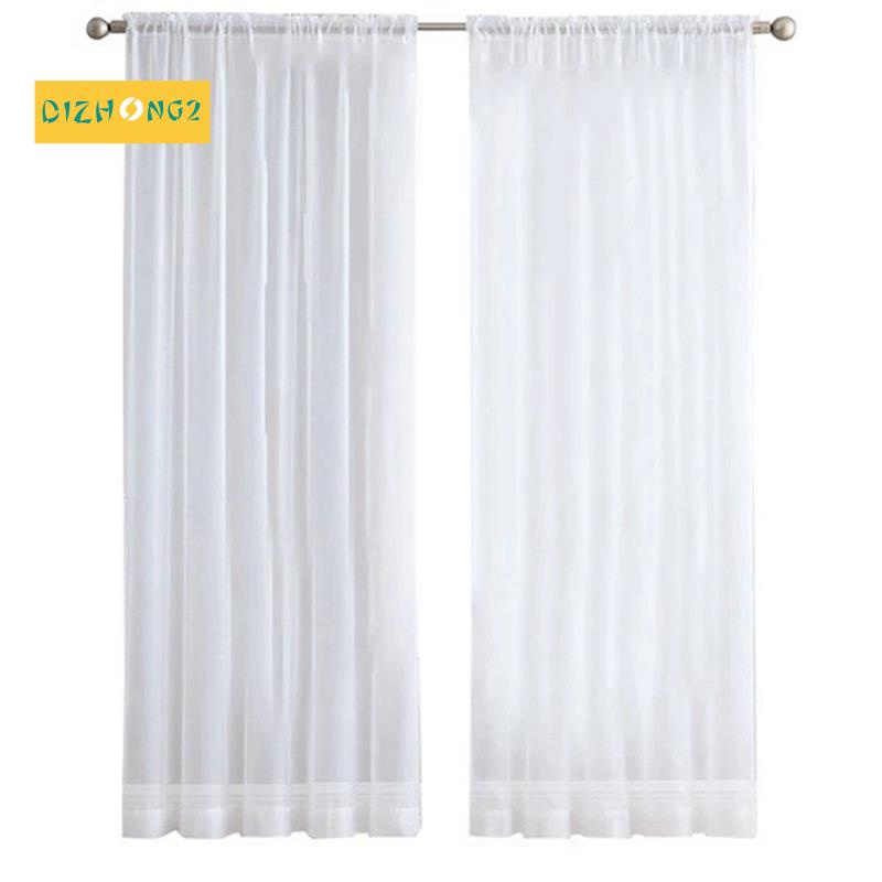 Set 4 Rèm Cửa Sổ 84 Inches Màu Trắng Bằng Vải Voan Trang Trí Phòng Khách / Phòng Ngủ
