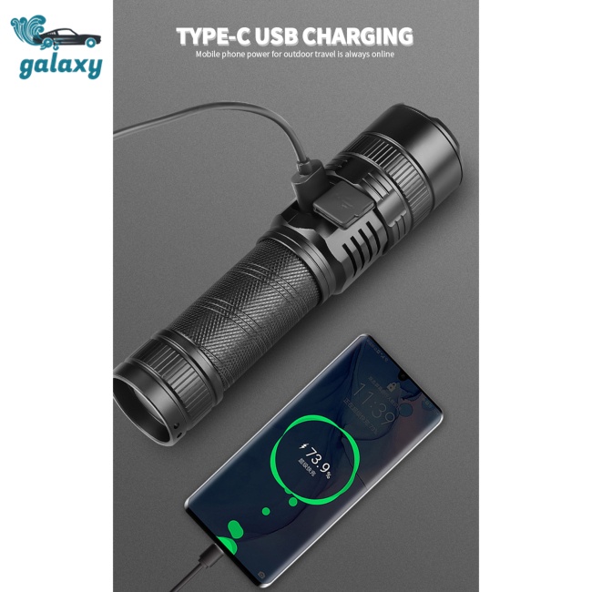 Galaxy Đèn Pin Cầm Tay Mini Xhp70 5 Cấp Độ Bằng Hợp Kim Nhôm Tiện Dụng