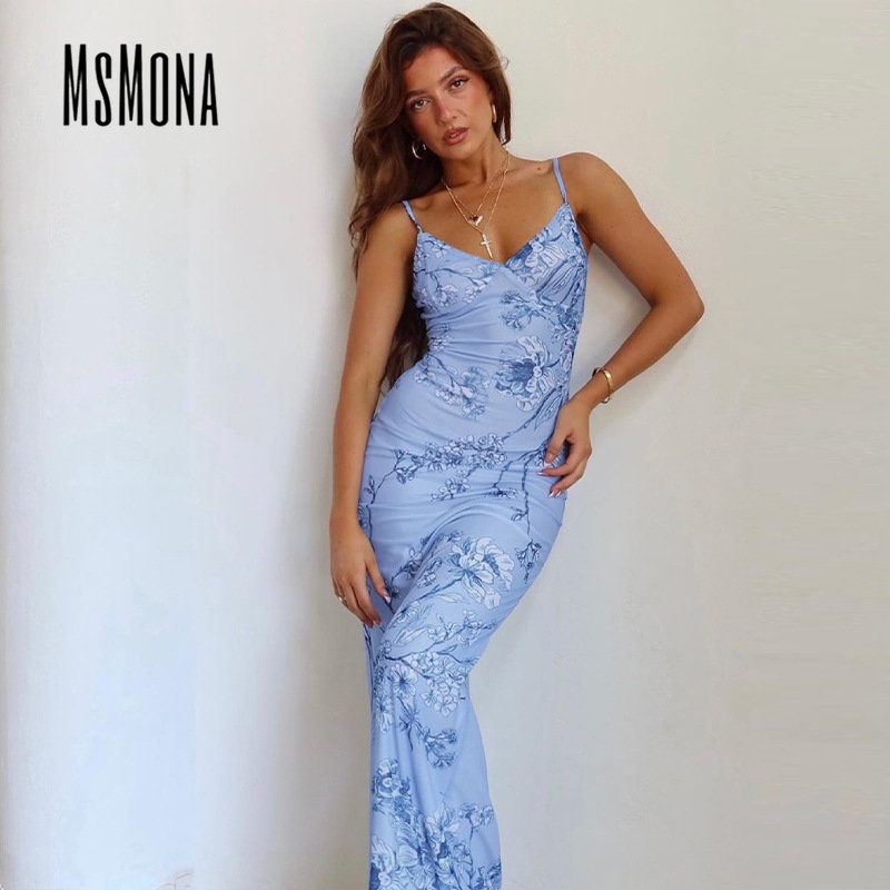 Đầm Không Tay Cổ Chữ V Hở Lưng In Họa Tiết Hoa Nhí Xinh Xắn Thời Trang 2023 Cho Nữ