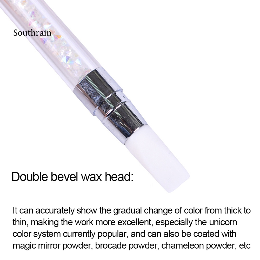 Bút Hai Đầu Nhọn Bằng Silicone Đính Đá Trang Trí Móng Tay