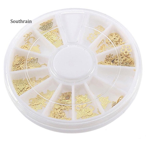 Miếng Dán Trang Trí Móng Tay Hình Hoa Bướm 3D Bằng Kim Loại