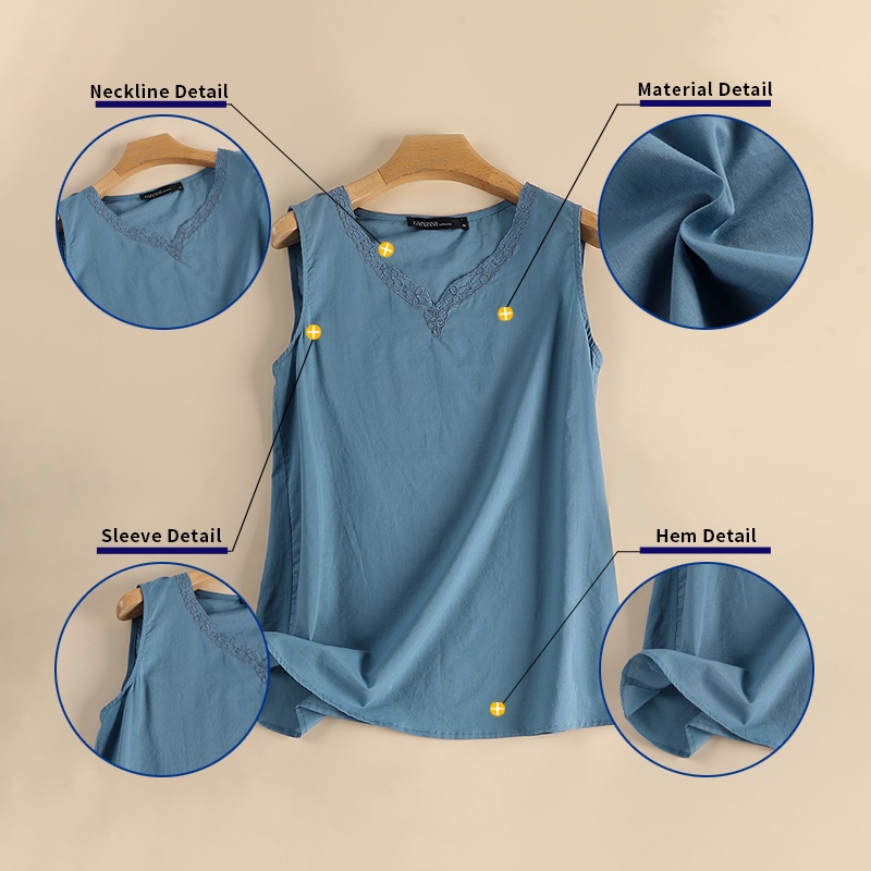 Zanzea Áo Tank Top Dài Tay Cổ Chữ V Thêu Họa Tiết Phong Cách Hàn Quốc Thời Trang Cho Nữ