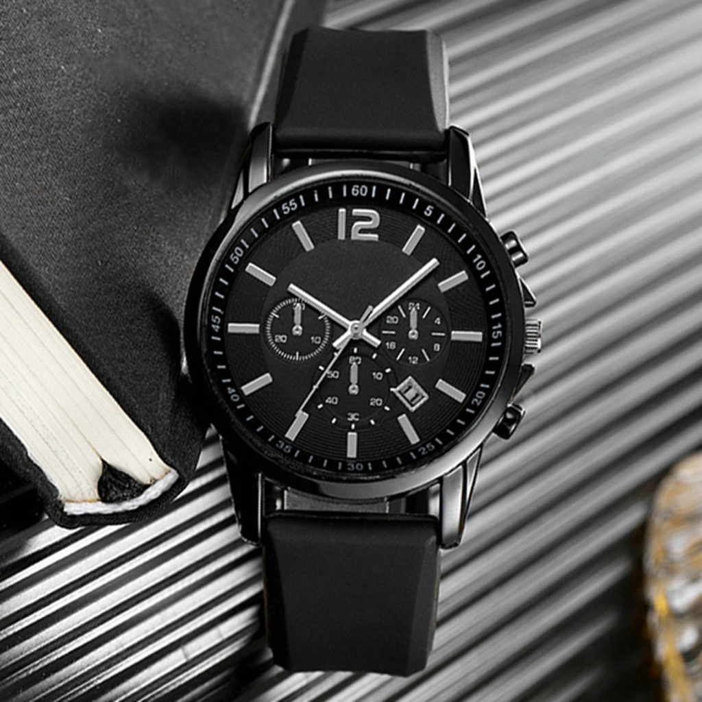 Đồng Hồ Đeo Tay Mặt Tròn Dây Giả Da Trọng Lượng Nhẹ Chống Mài Mòn Thời Trang Cho Nam