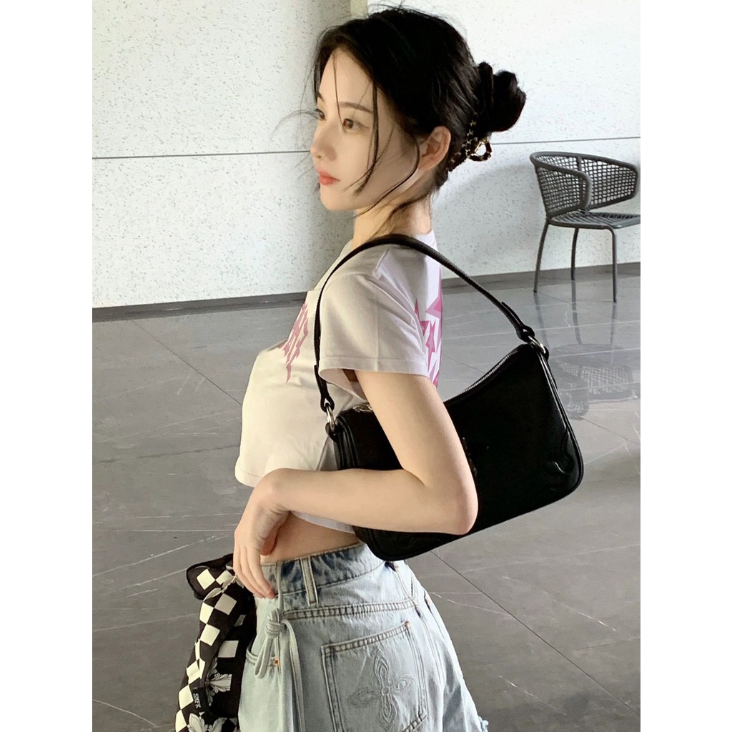 HIIXIIVI Áo Thun 100% Cotton Tay Ngắn Dáng Ôm In Họa Tiết Phong Cách Hàn Quốc Thời Trang Cho Nữ