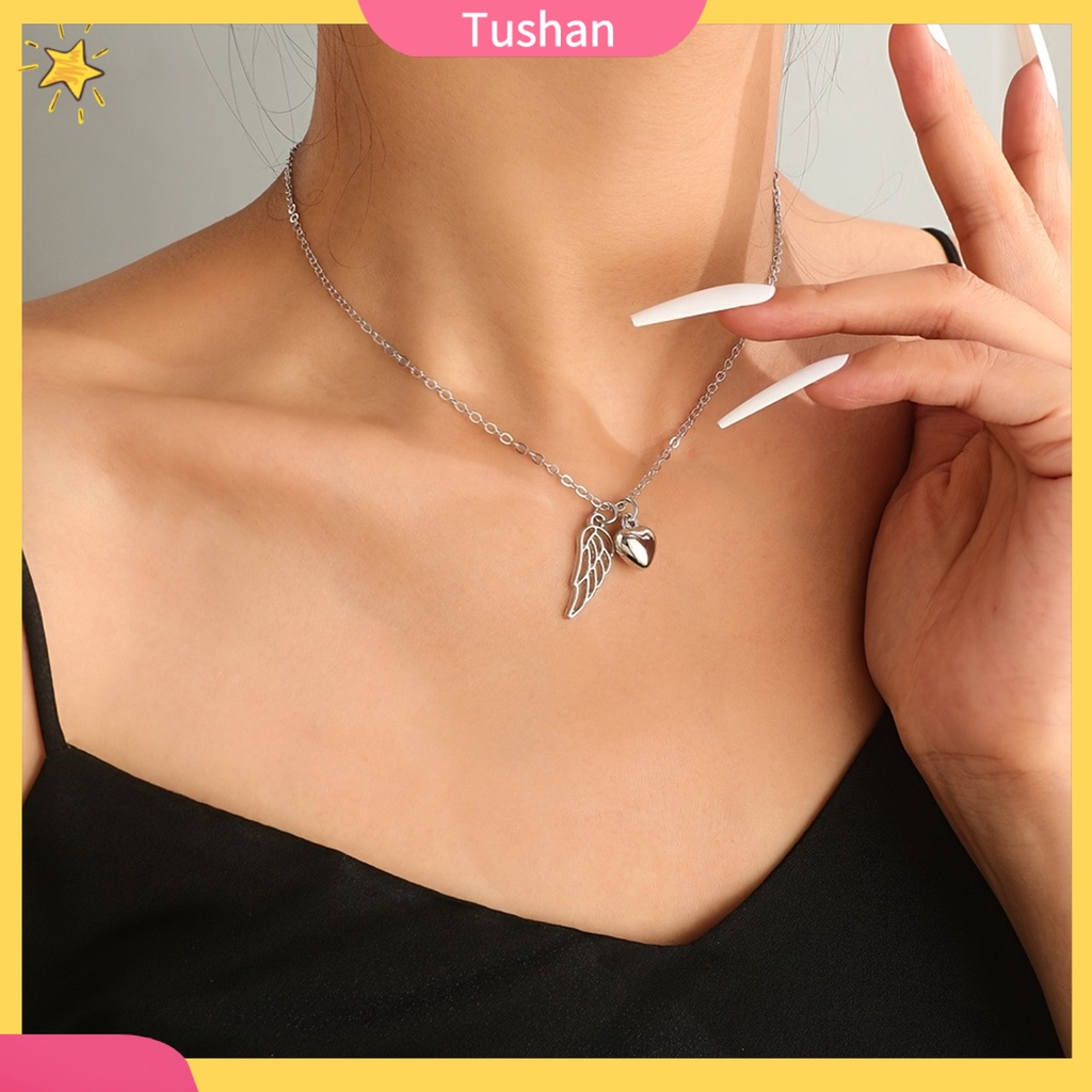 Vòng cổ Mạ Điện Mặt Hình Tròn / Chữ Thập / Đôi Cánh Thiên Thần Không Gây Dị Ứng Thời Trang Cho Nữ
