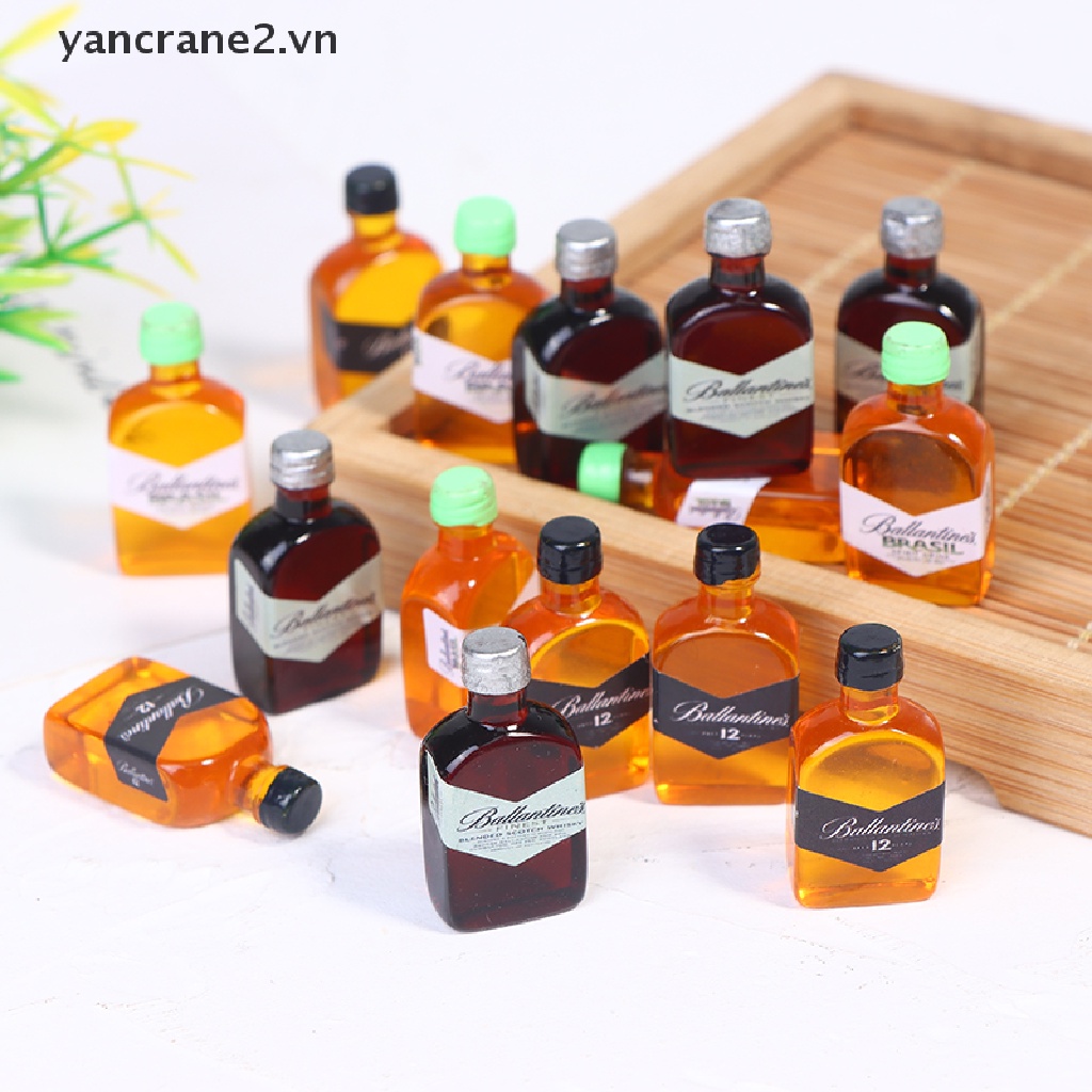 Set 5 Chai Rượu Whisky Thu Nhỏ 1 / 12 Trang Trí Nhà Búp Bê {yancrane2.vn}