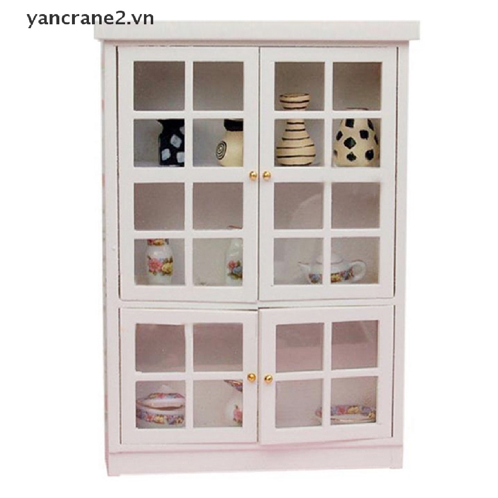 Mô Hình Tủ Chén Dĩa Màu Trắng Tỷ Lệ 1 / 12 Độc Đáo Trang Trí Nhà Búp Bê yancrane2.vn