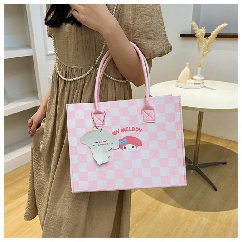 SANRIO Túi Xách Cỡ Lớn In Họa Tiết Hoạt Hình Melody Cinnamoroll Dễ Thương Cho Nữ