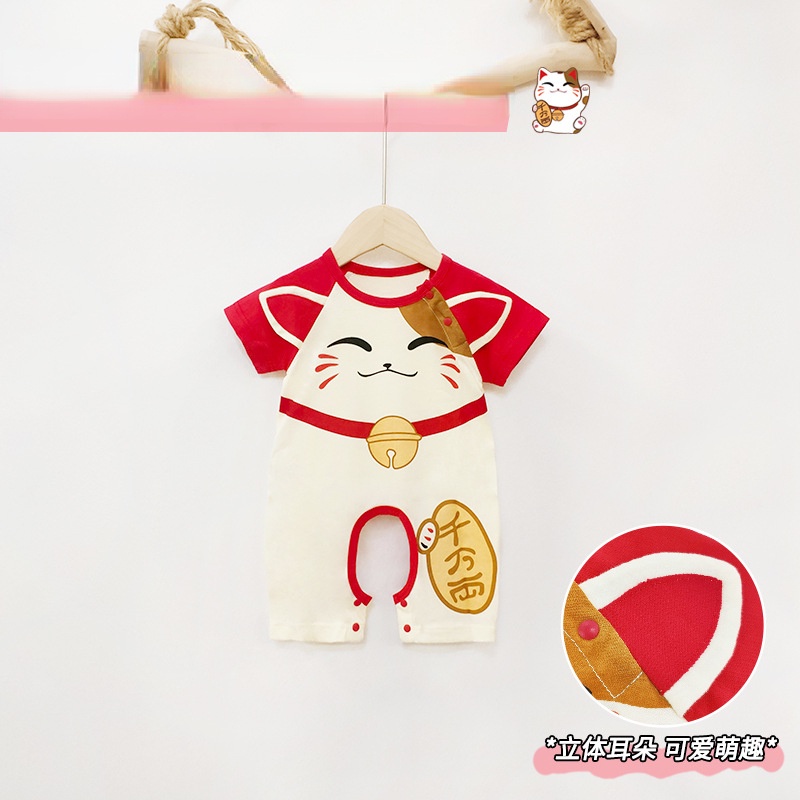 Áo Liền Quần cotton Mỏng Tay Ngắn Hở Đáy Thời Trang Mùa Hè Cho Bé Sơ Sinh