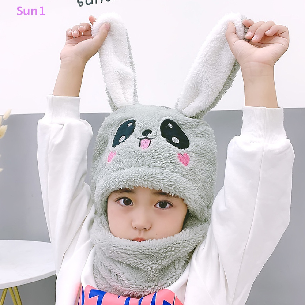 Mũ Trùm Đầu Kèm Khăn Choàng Cổ Dày Dặn Họa Tiết Hoạt Hình Thời Trang Mùa Đông Cho Bé Trai Và Gái Sun1 &gt;